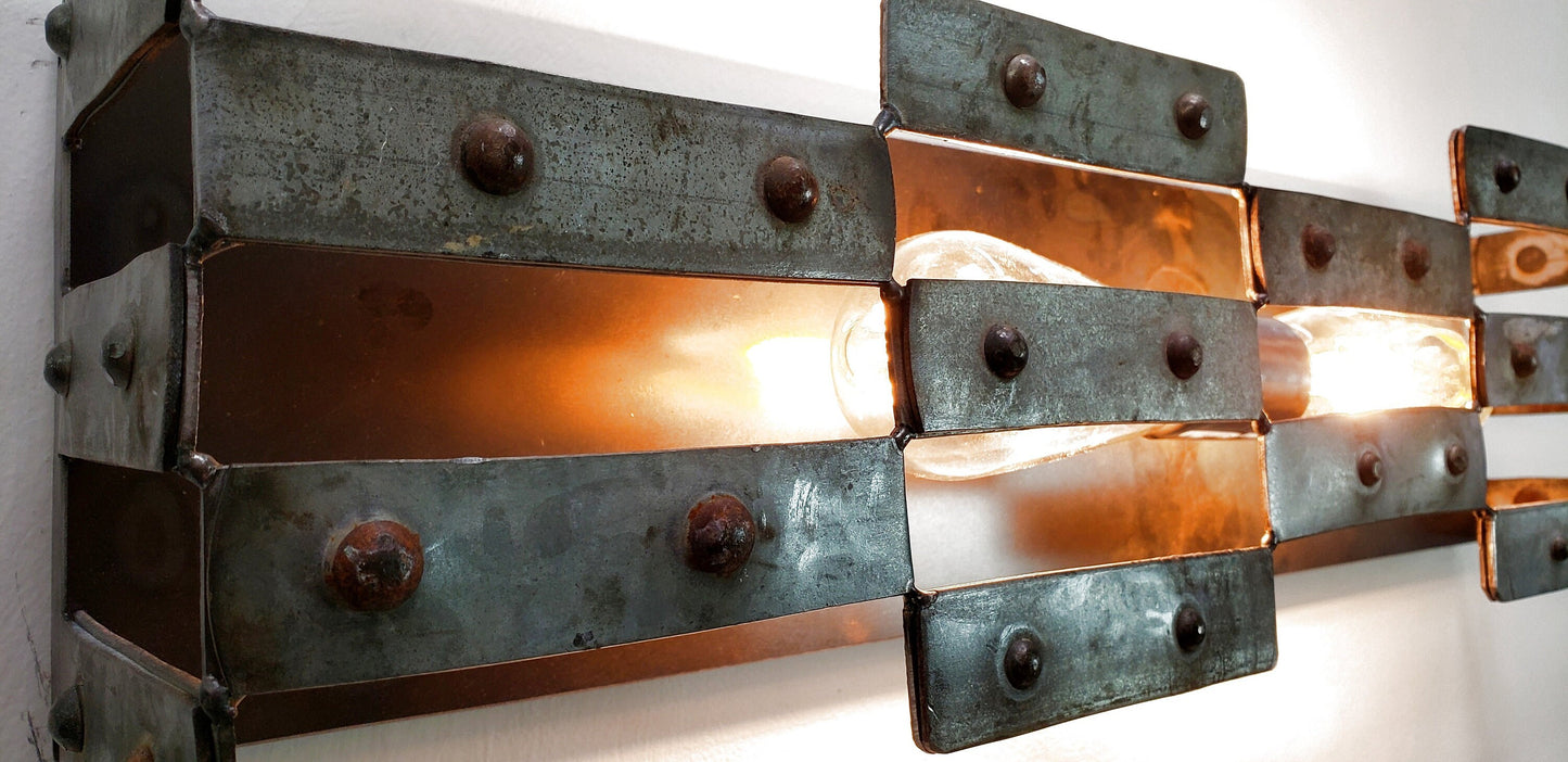 Wine Barrel Wall Sconce - Step Stool to Heaven - retired California wine barrel ring steel. 100% recycled!