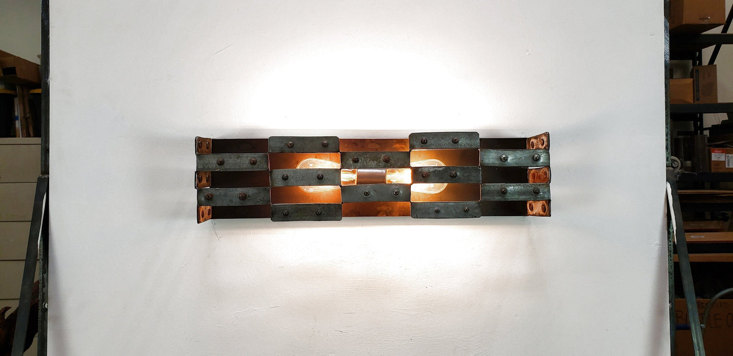 Wine Barrel Wall Sconce - Step Stool to Heaven - retired California wine barrel ring steel. 100% recycled!