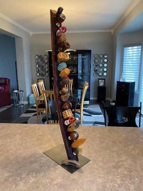 Wine Bottle Stopper Display - Baton - Made from reclaimed California wine barrels - 100% Recycled!
