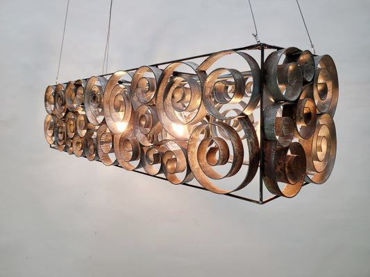 Wine Barrel Ring Swirl Chandelier - Dalga - made from retired California wine barrel rings. 100% Recycled!