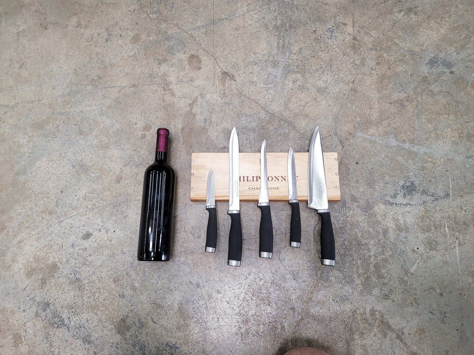Wine Crate Magnetic Knife Rack Made from retired Philipponnat Champagne Box - 100% Recycled!
