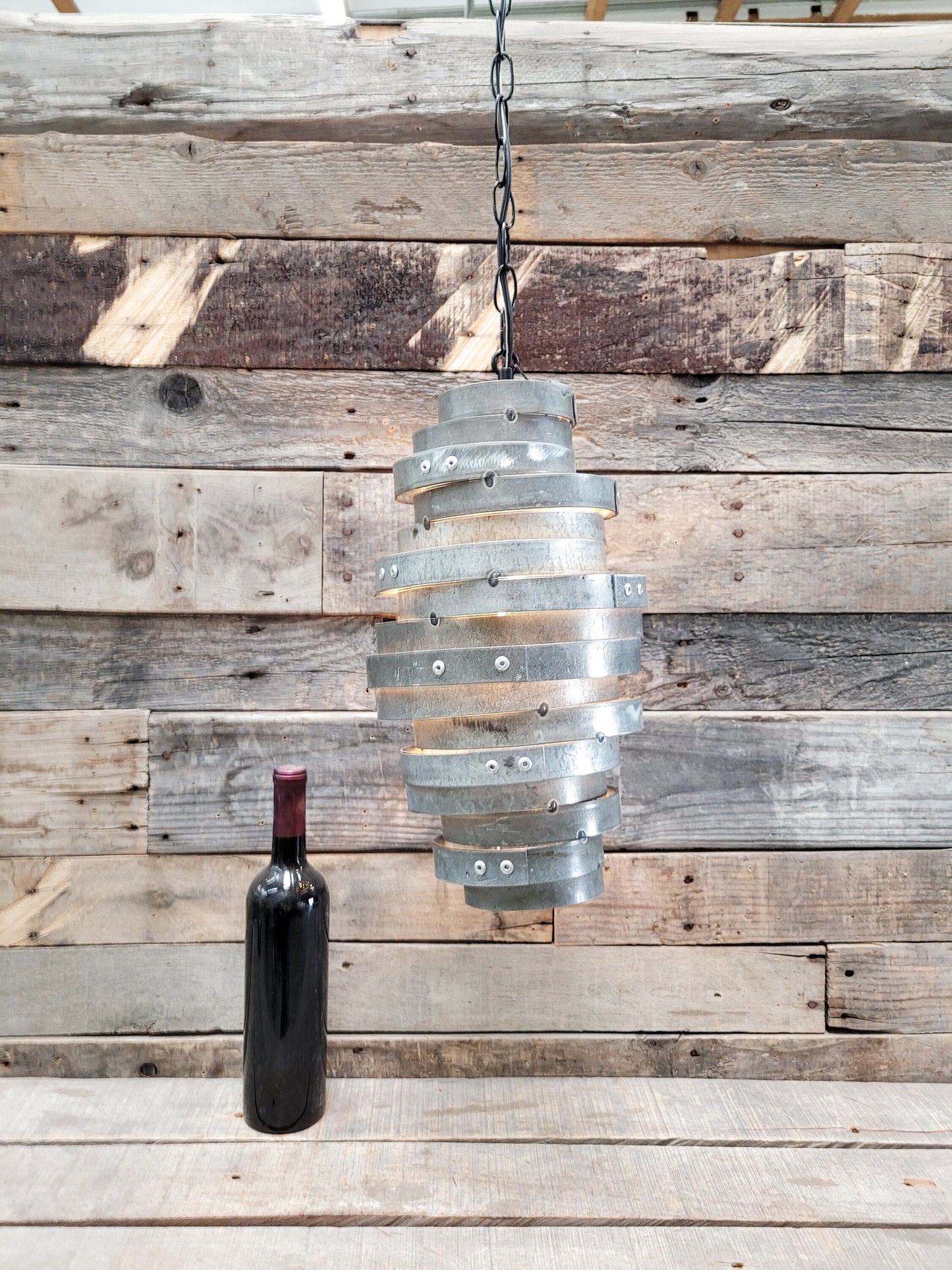 Wine Barrel Ring Pendant Light - Kukka - Made from Retired California wine barrel rings. 100% Recycled!