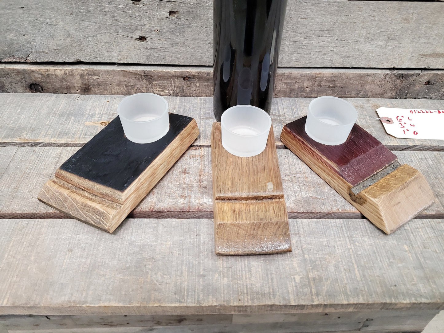 SALE! Wine Barrel Candle Holder Set of Three - DOLGU - Made from retired Wine + Whiskey barrels - 100% Recycled + Ready to Ship!