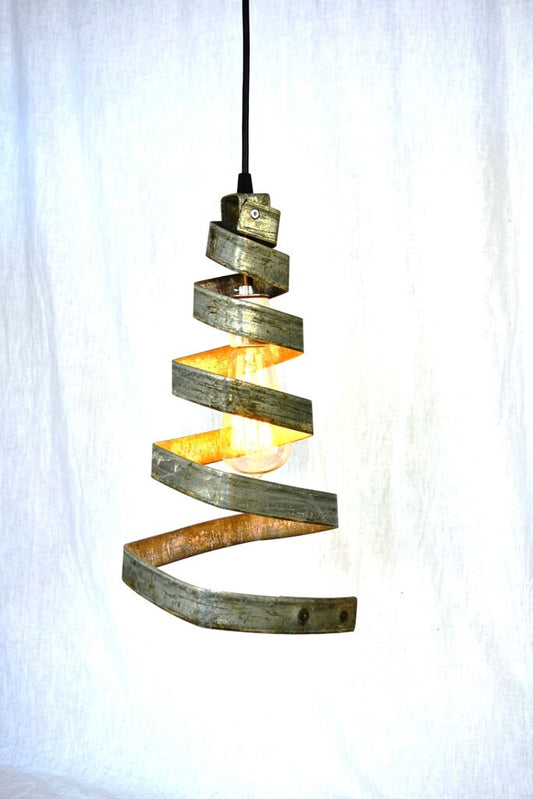 Wine Barrel Ring Pendant Light - Pyramidal - Made from retired California wine barrel rings 100% Recycled!