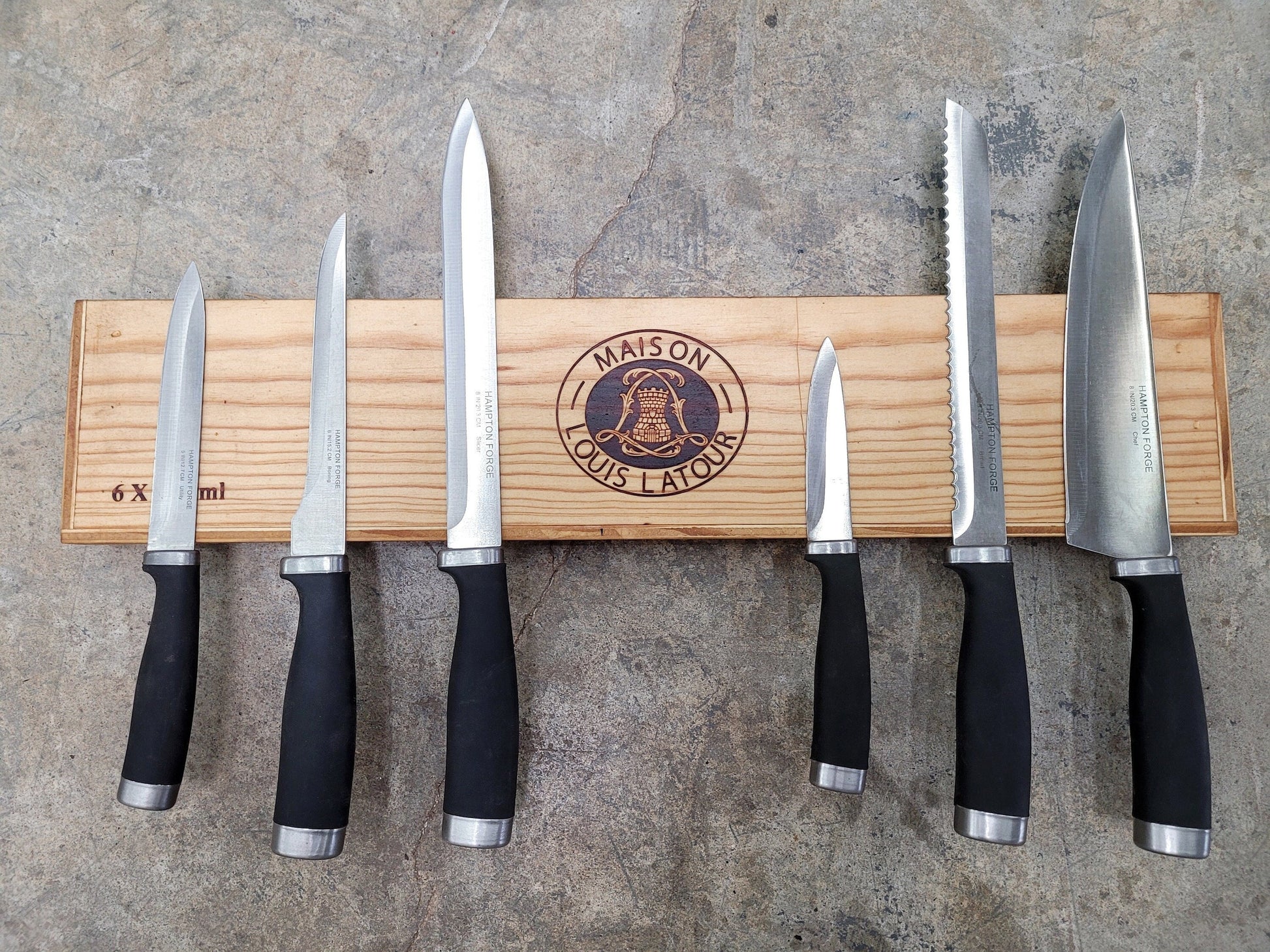 Magnetic Knife Rack Made from retired Maison Louis Latour Wine Box - 100% Recycled!