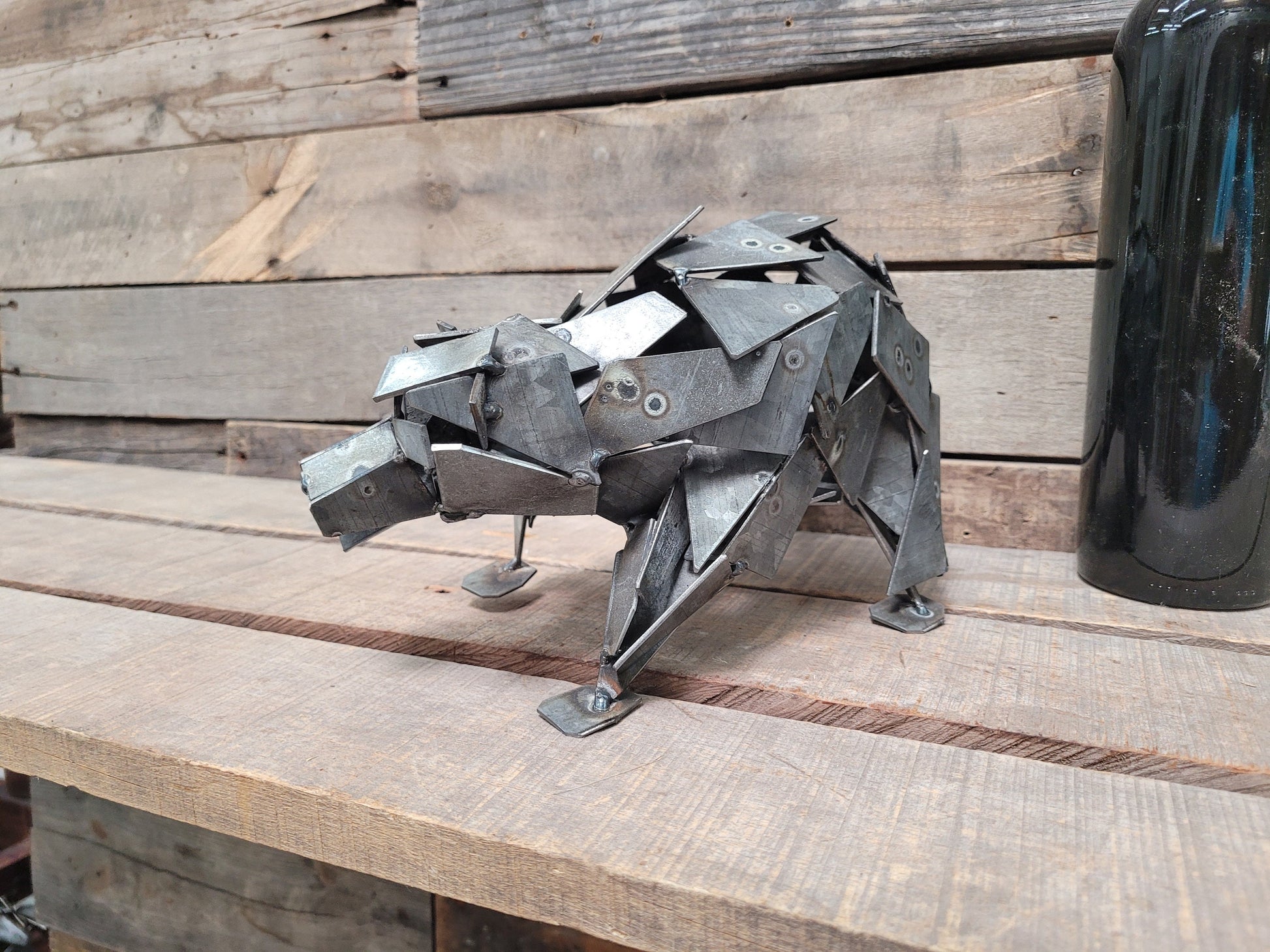 Bear Made From Retired Napa Wine Barrel Rings - Limited Edition - Signed + Numbered - 100% Recycled!