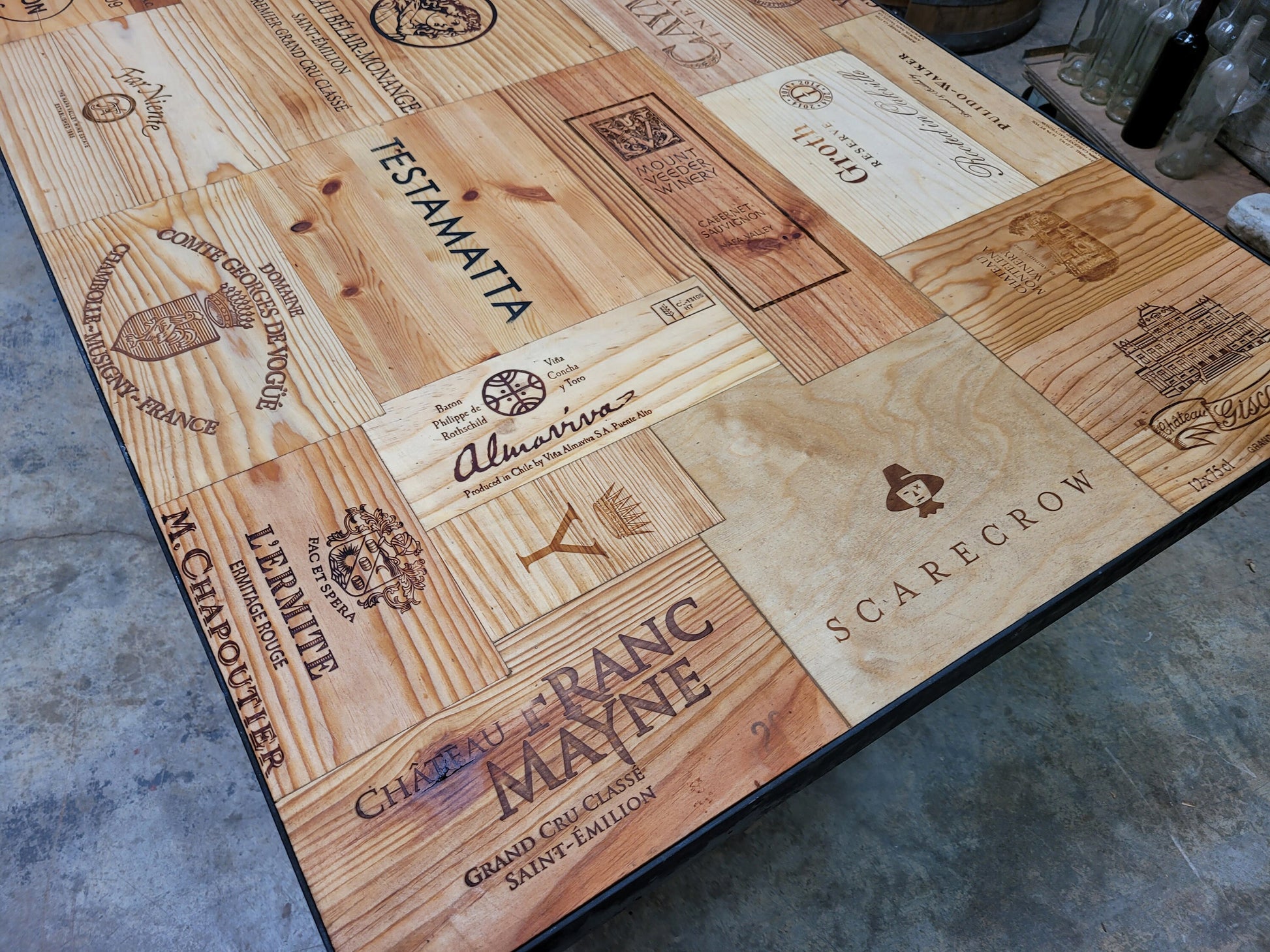 Wine Crate Dining Table - Batang - Made from reclaimed wine barrels and wine crates. 100% Recycled!