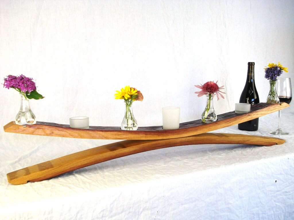 Wine Barrel Candle and Vase Holder - Freesia - made from recycled Napa wine barrels 100% Recycled!