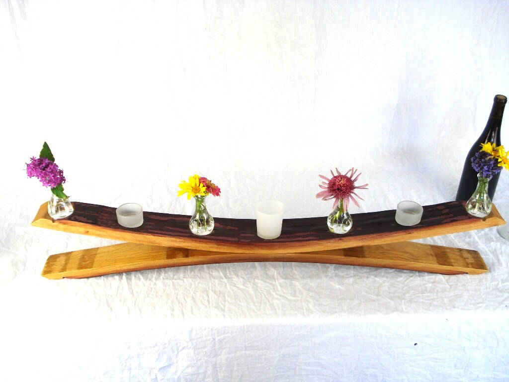 Wine Barrel Candle and Vase Holder - Freesia - made from recycled Napa wine barrels 100% Recycled!