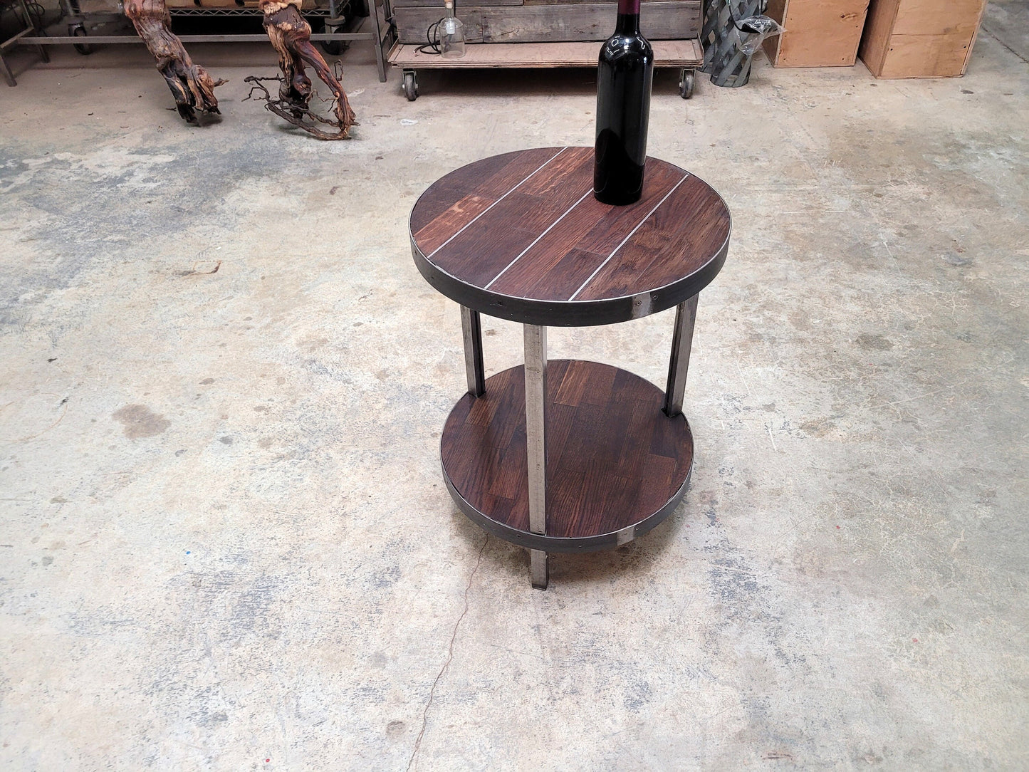 Wine Barrel Side Coffee Table - Kunagi - Made from large reclaimed California oak wine tanks. 100% Recycled!