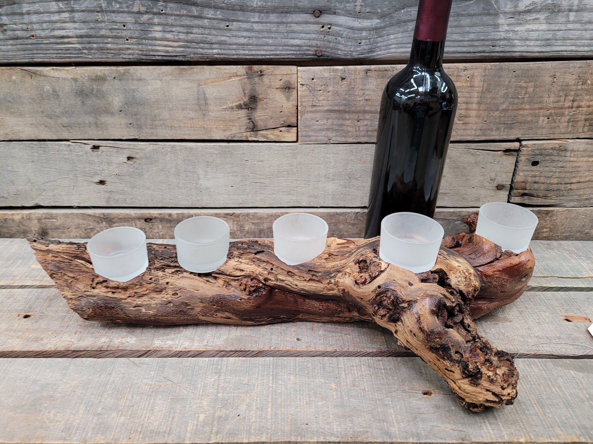 Grapevine Candle Holder Made from Retired Justin Cabernet California grapevines - 100% Recycled! 122121-14