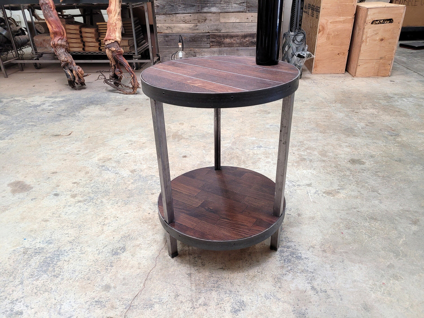 Wine Barrel Side Coffee Table - Kunagi - Made from large reclaimed California oak wine tanks. 100% Recycled!