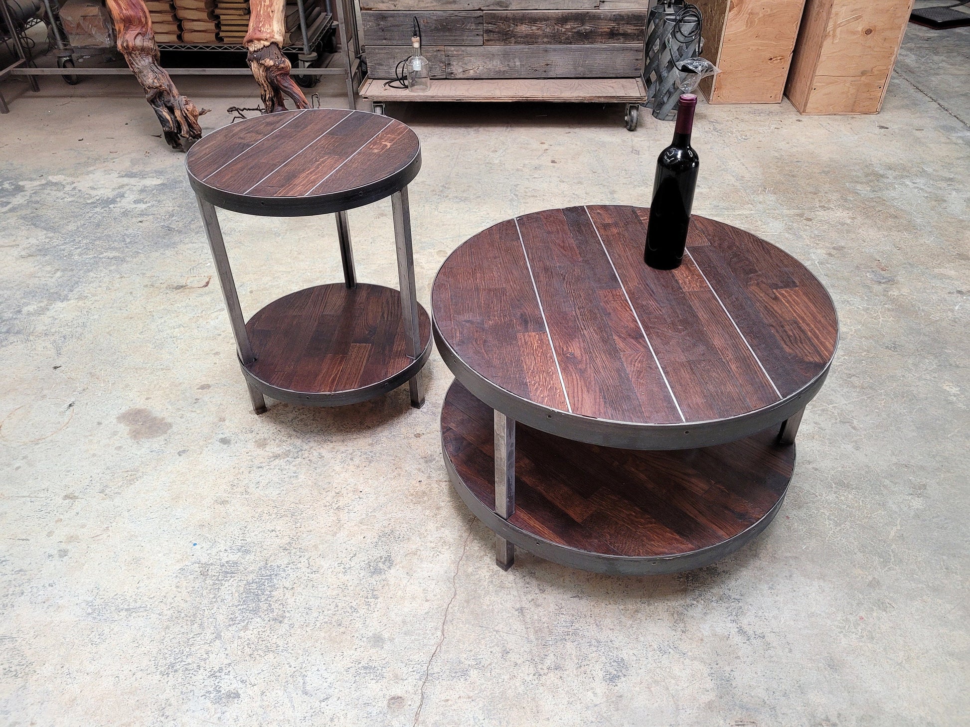 Wine Barrel Coffee Table - Kolo - Made from large reclaimed California oak wine tanks 100% Recycled!