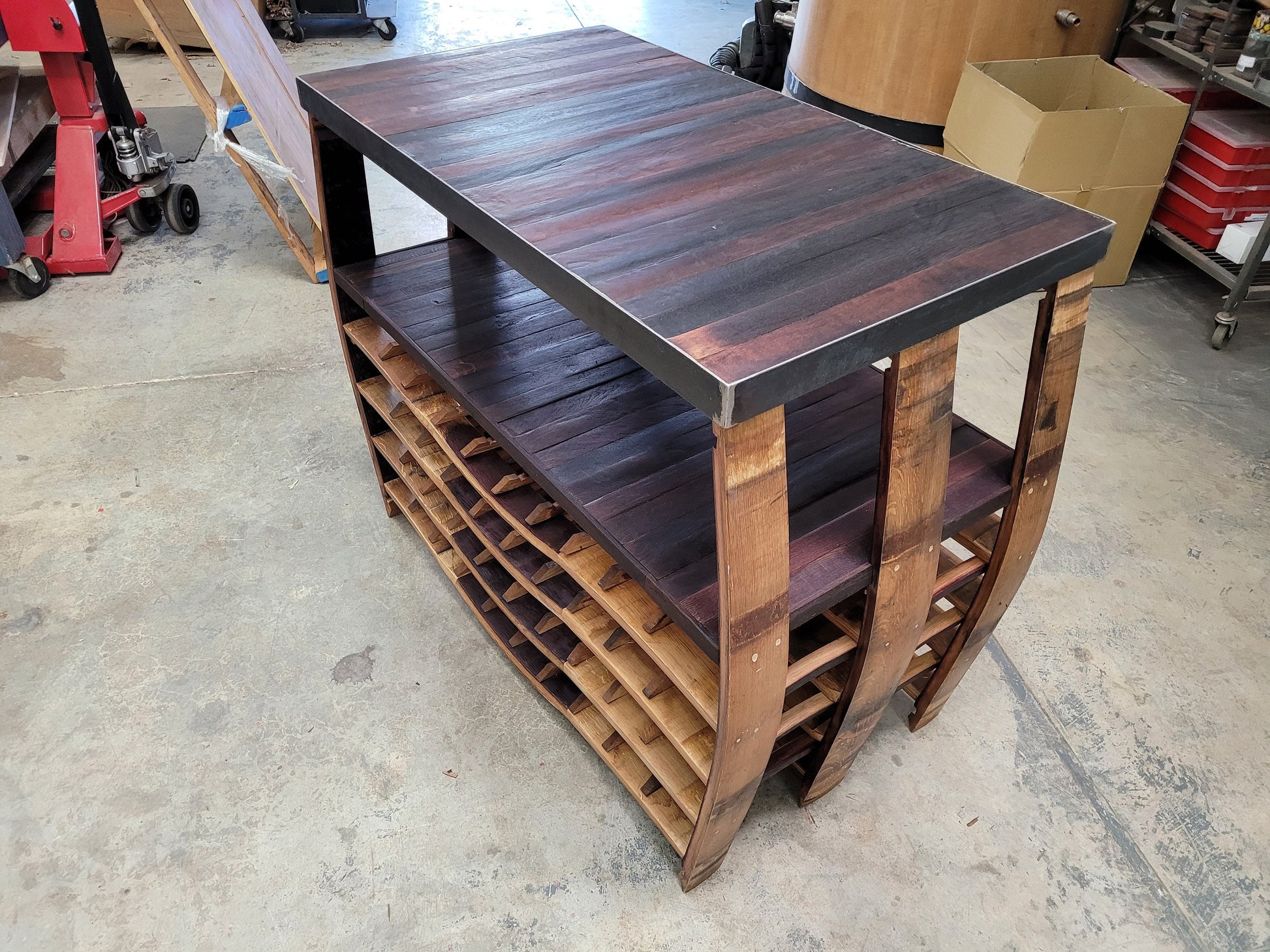 Large Triple Wave Wine Rack Table - Pernah - Made from retired wine barrels. 100% Recycled!