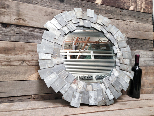 Wine Barrel Mirror - Yansima - Mosaic Round Mirror made from retired Napa wine barrels 100% Recycled!