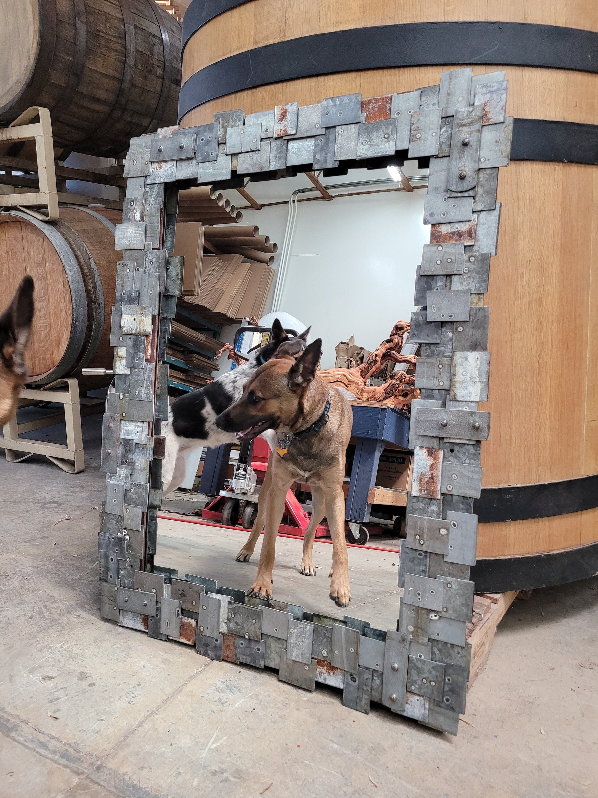 Wine Barrel Ring Mirror - Musa - Made from retired California wine Barrel rings. 100% Recycled!