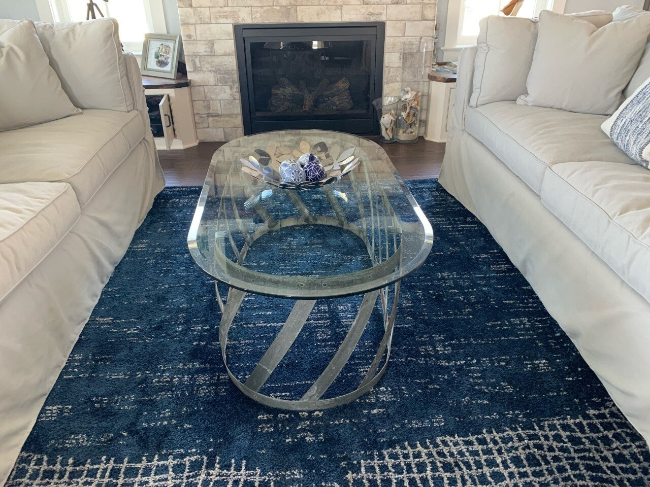 Wine Barrel Oval Coffee Table - Kudra - Made from retired CA Wine Barrel Rings. 100% Recycled!