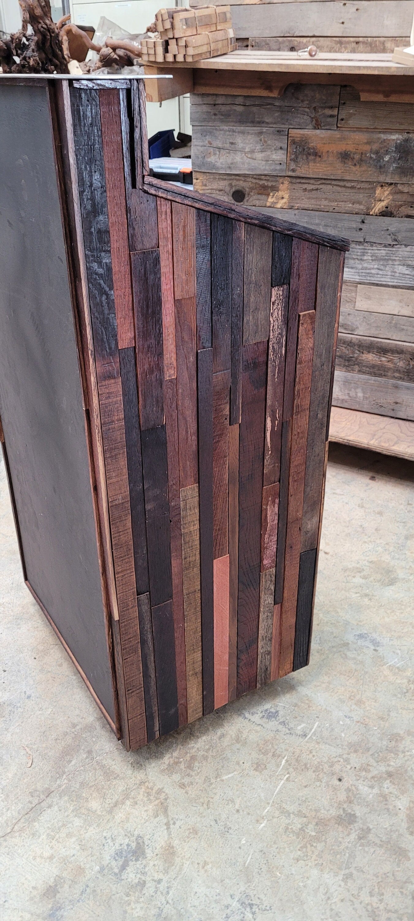 Hostess Stand Podium POS - Terono - Made from retired California wine barrels. 100% Recycled!