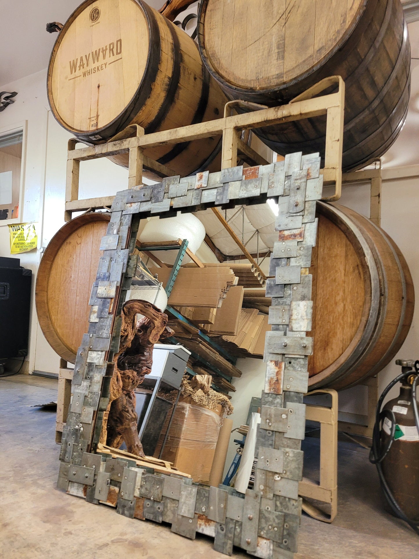 Wine Barrel Ring Mirror - Musa - Made from retired California wine Barrel rings. 100% Recycled!