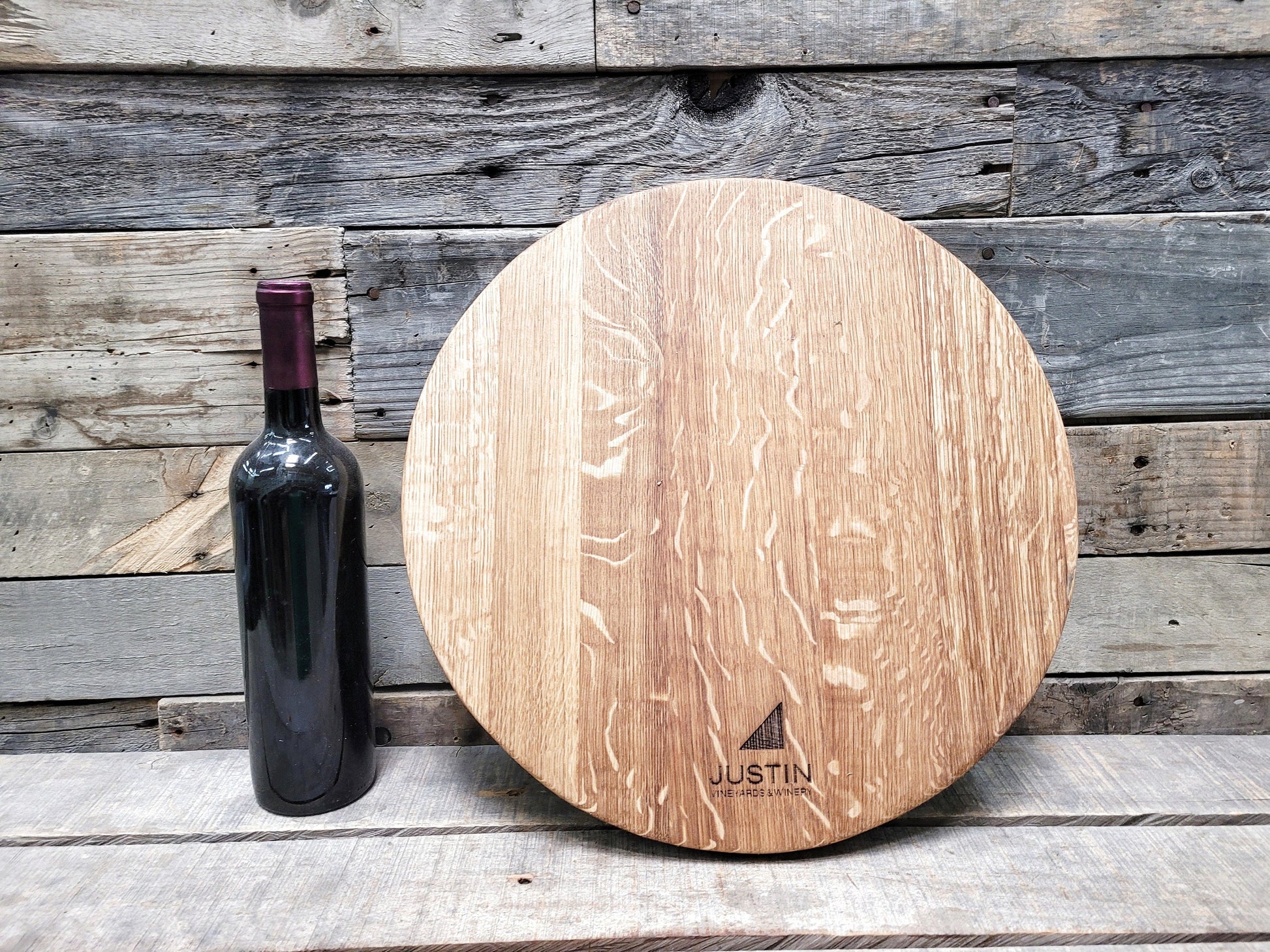 Barrel Head Charcuterie Cutting Board - Fela - Retired California wine barrel oak 100% Recycled!