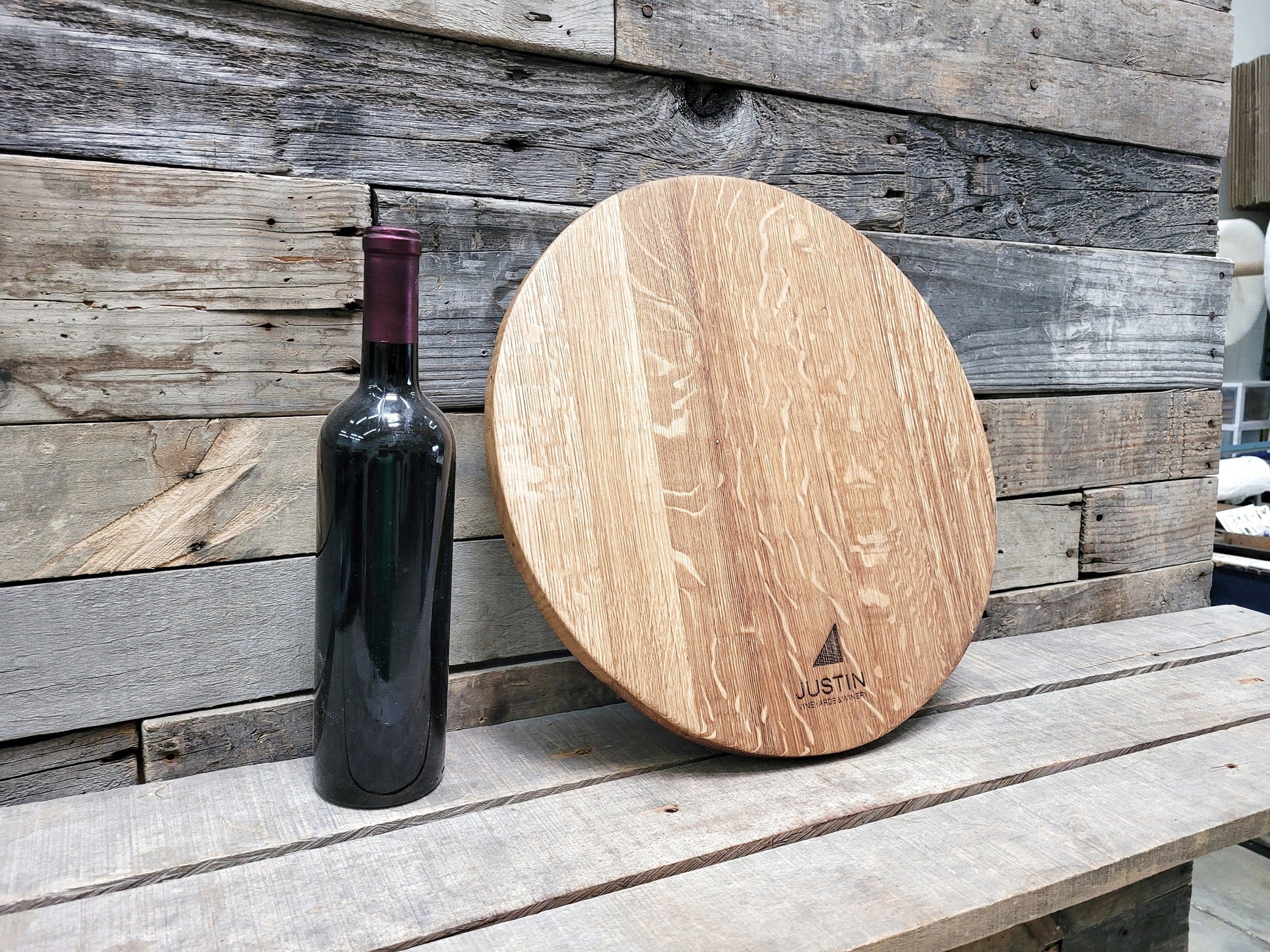 Barrel Head Charcuterie Cutting Board - Fela - Retired California wine barrel oak 100% Recycled!