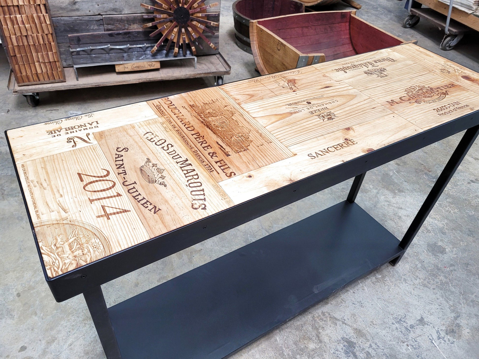 Wine Barrel Entry / Sofa Table - Lauta - Made from reclaimed wine barrels and wine crates. 100% Recycled!