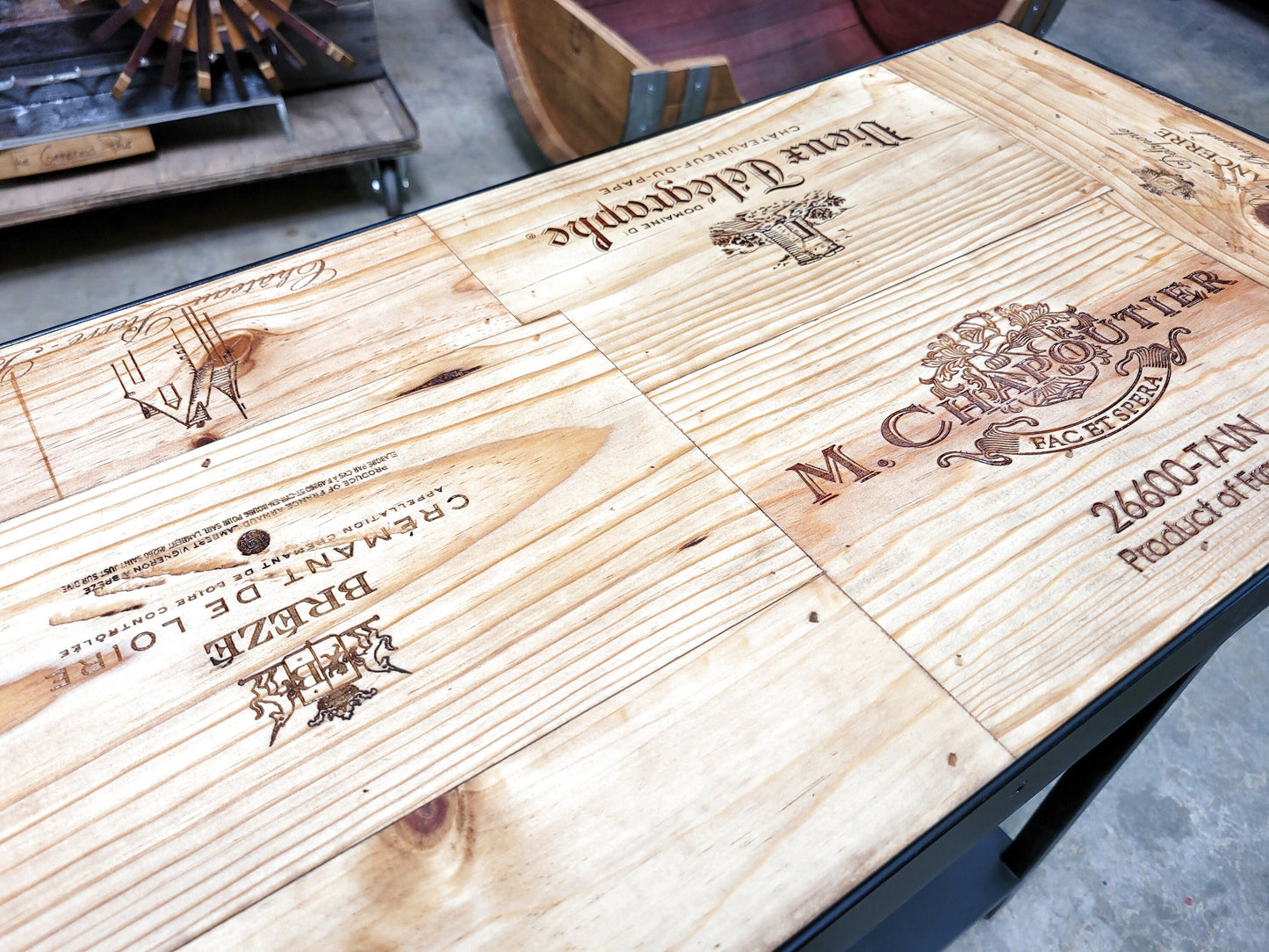 Wine Barrel Entry / Sofa Table - Lauta - Made from reclaimed wine barrels and wine crates. 100% Recycled!