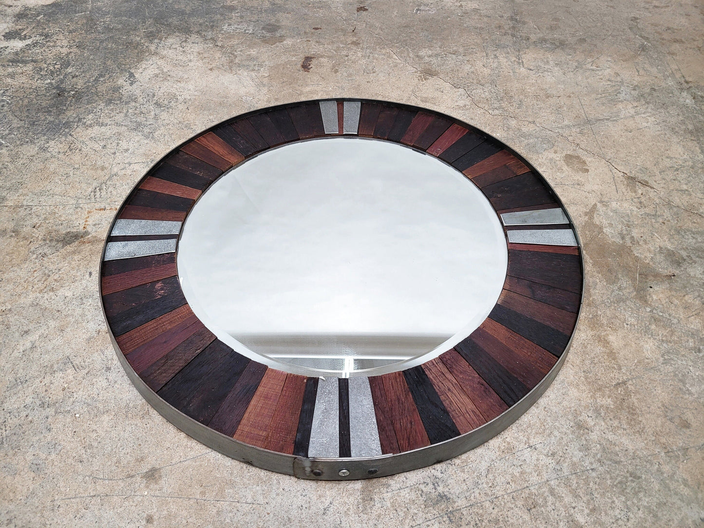 Wine Barrel Mirror - Lagoa - Round Mirror made from retired Napa wine barrels 100% Recycled!
