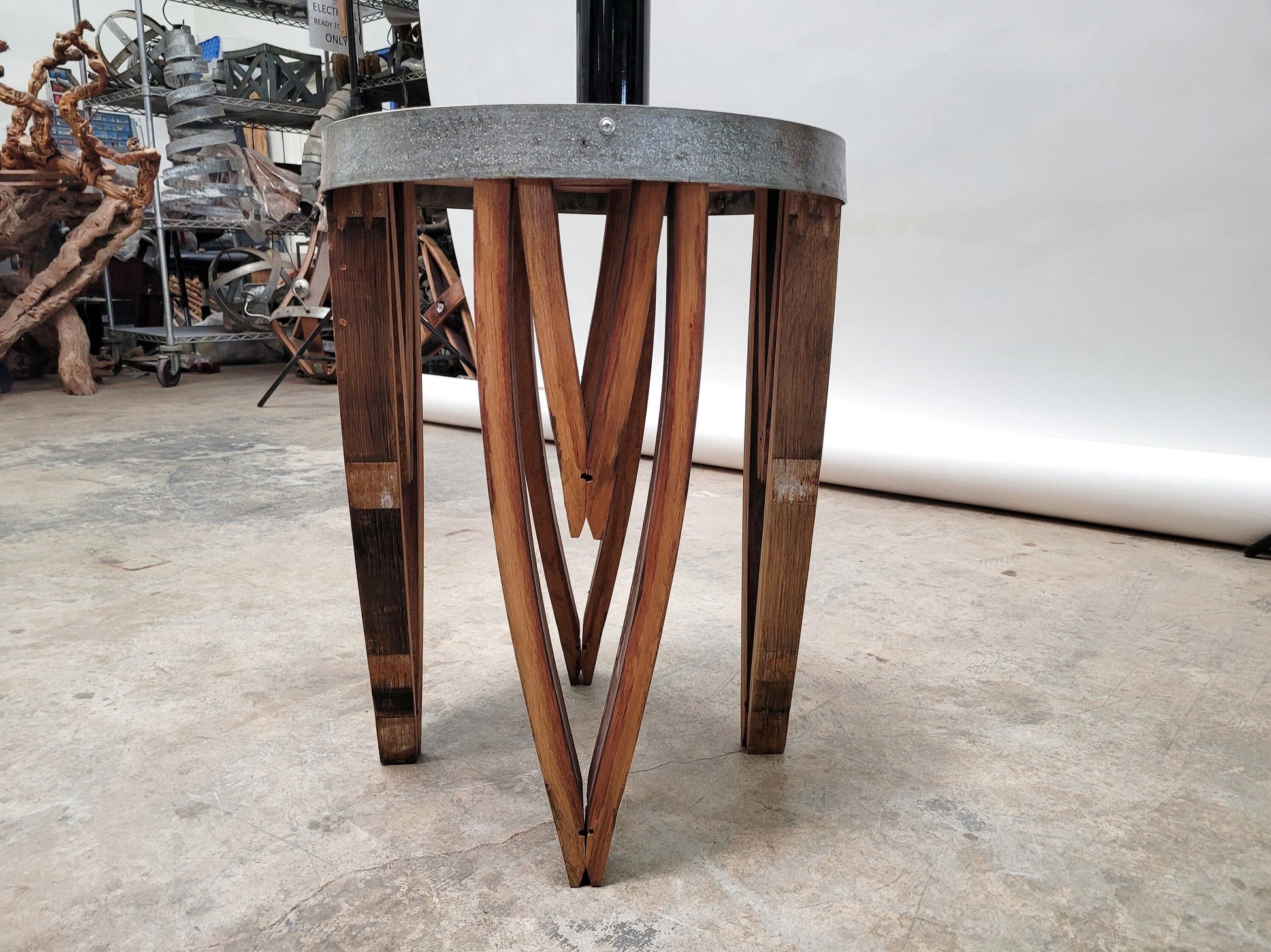 Wine Barrel Side Table - Kapea - made from retired Napa wine barrels. 100% Recycled!