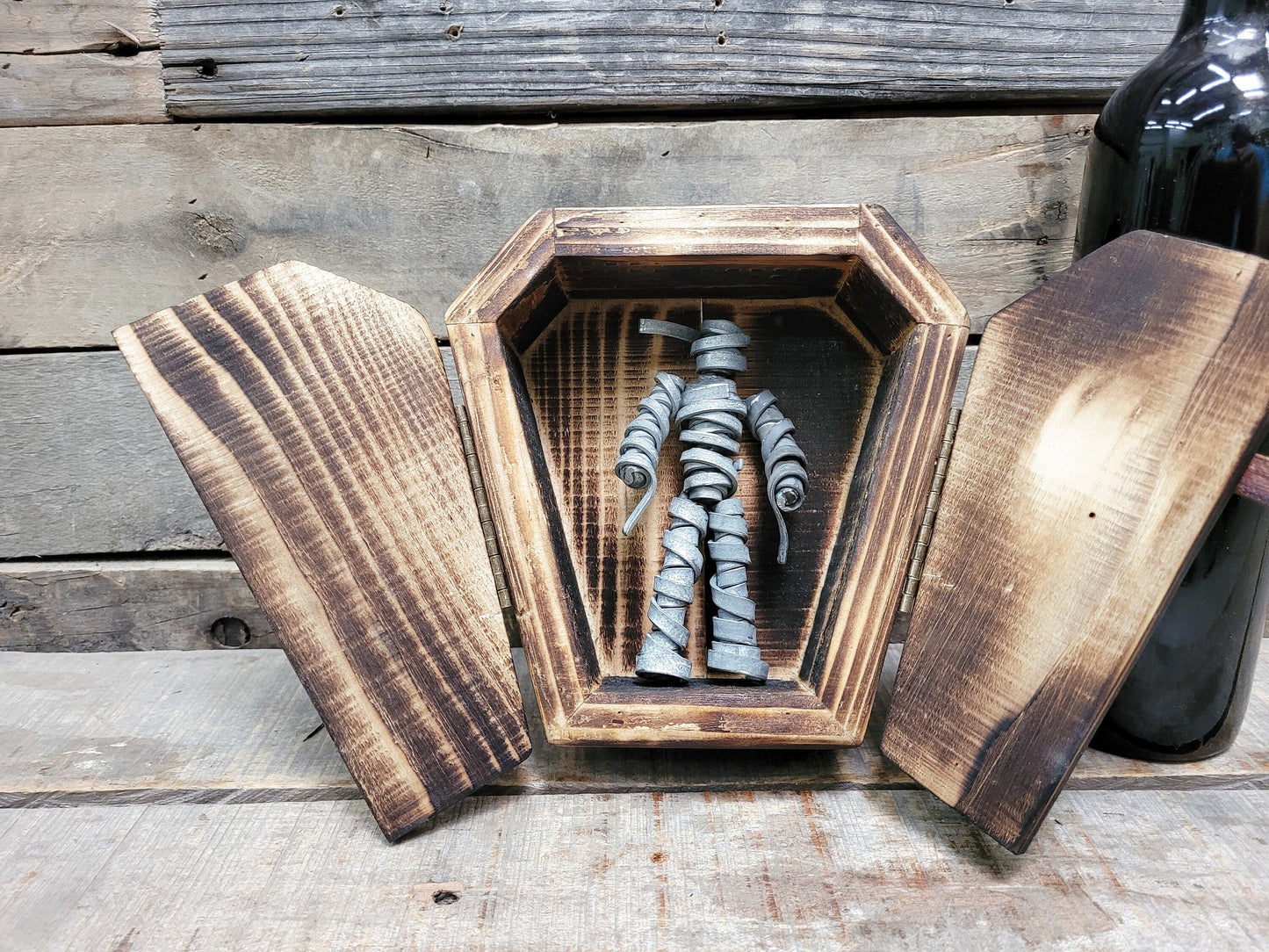 Halloween Mummy + Coffin - Made from retired wine barrels - Zavoji - 100% Recycled!