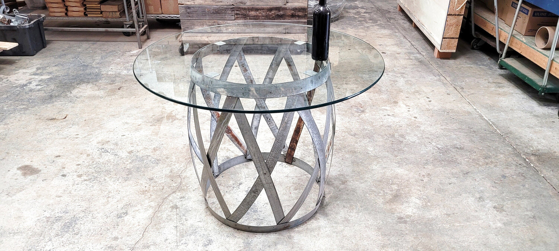 Wine Barrel Ring Dining Table - Perron - made from retired Napa wine barrel rings 100% Recycled!