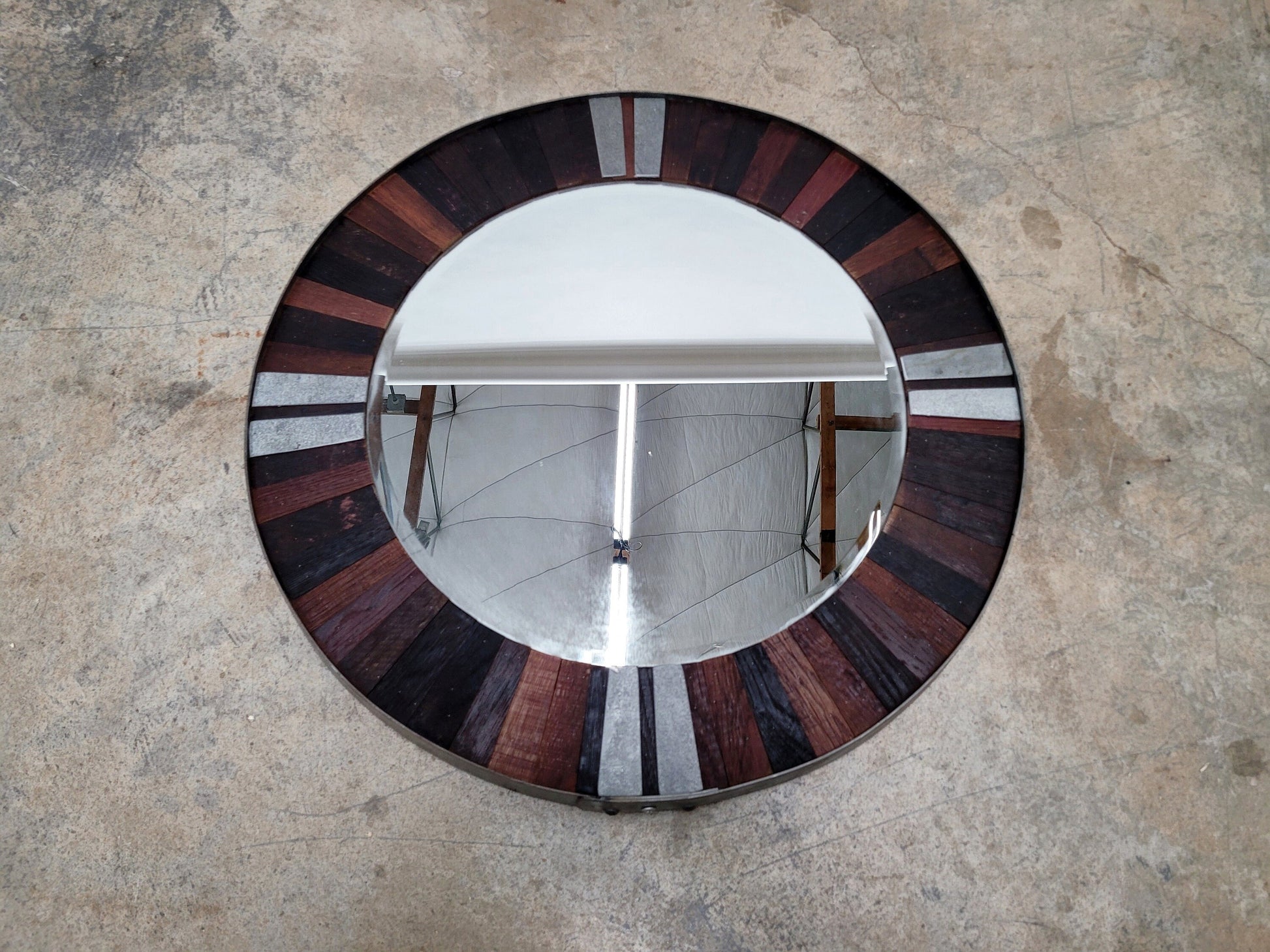 Wine Barrel Mirror - Lagoa - Round Mirror made from retired Napa wine barrels 100% Recycled!