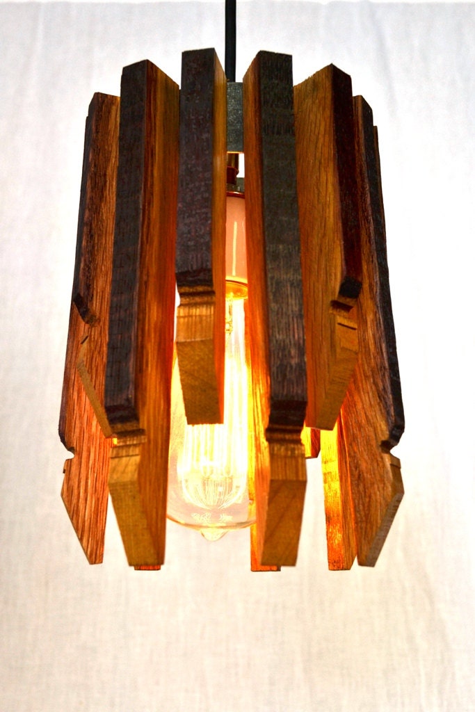 Wine Barrel Pendant Light - Saggitate - Made from reclaimed California wine barrels. 100% Recycled)!