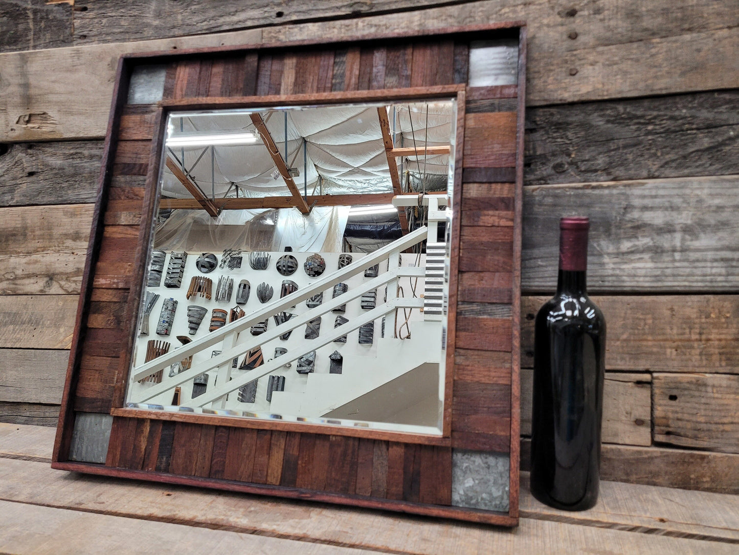 Wine Barrel Mirror - Dokuma - made from retired California wine barrels - 100% Recycled!