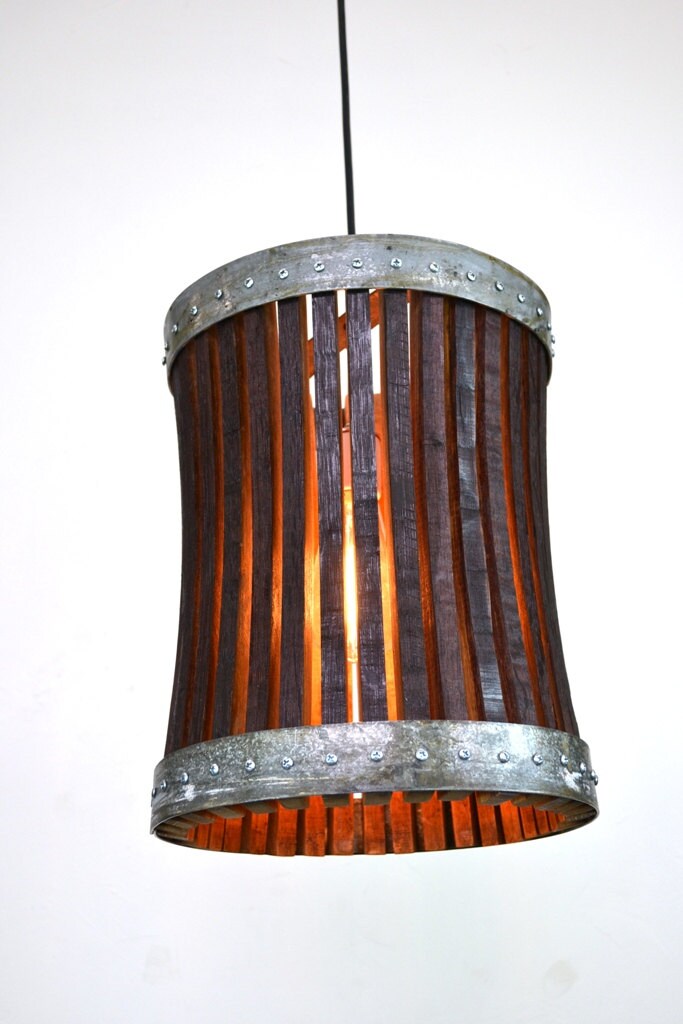 Wine Barrel Pendant Light - Pannier - Made from retired California wine barrels - 100% Recycled!