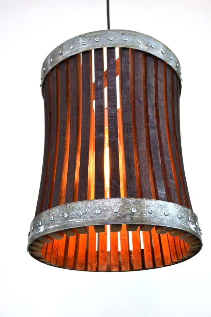 Wine Barrel Pendant Light - Pannier - Made from retired California wine barrels - 100% Recycled!