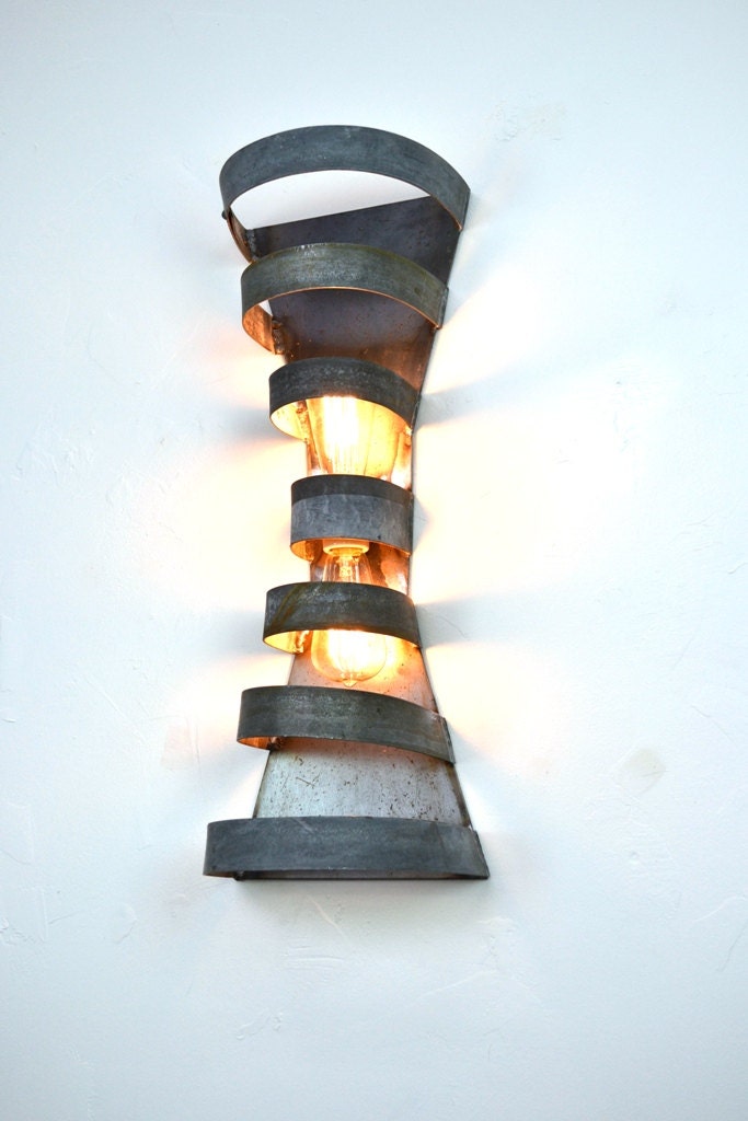 Wine Barrel Double Sconce - Farfalle - Made from retired California wine barrel rings 100% Recycled!