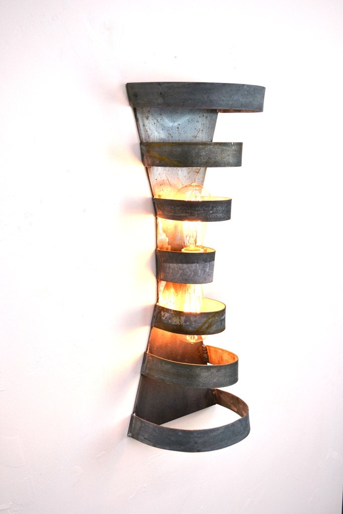 Wine Barrel Double Sconce - Farfalle - Made from retired California wine barrel rings 100% Recycled!