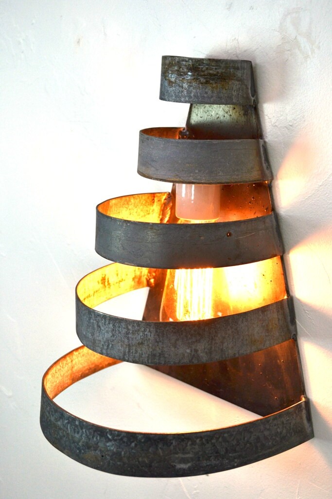 Wine Barrel Ring Wall Sconce - Salita - Made from retired California wine barrel rings - 100% Recycled!