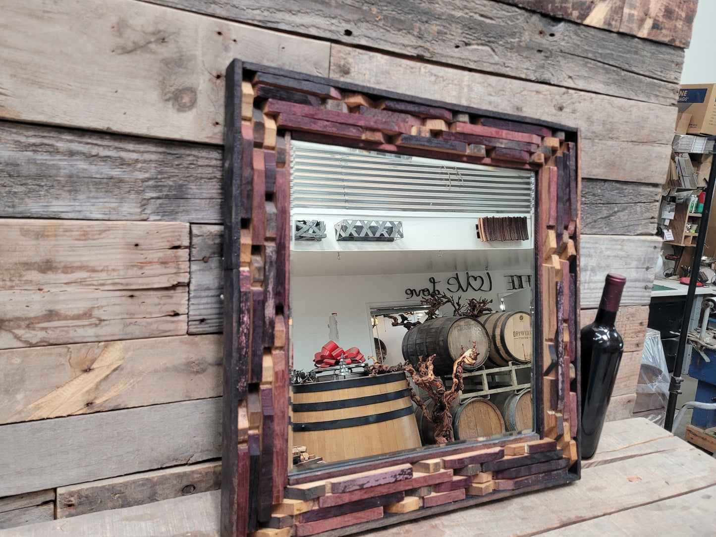 Wine Barrel Mirror - Kudattu - made from retired California wine barrels - 100% Recycled!