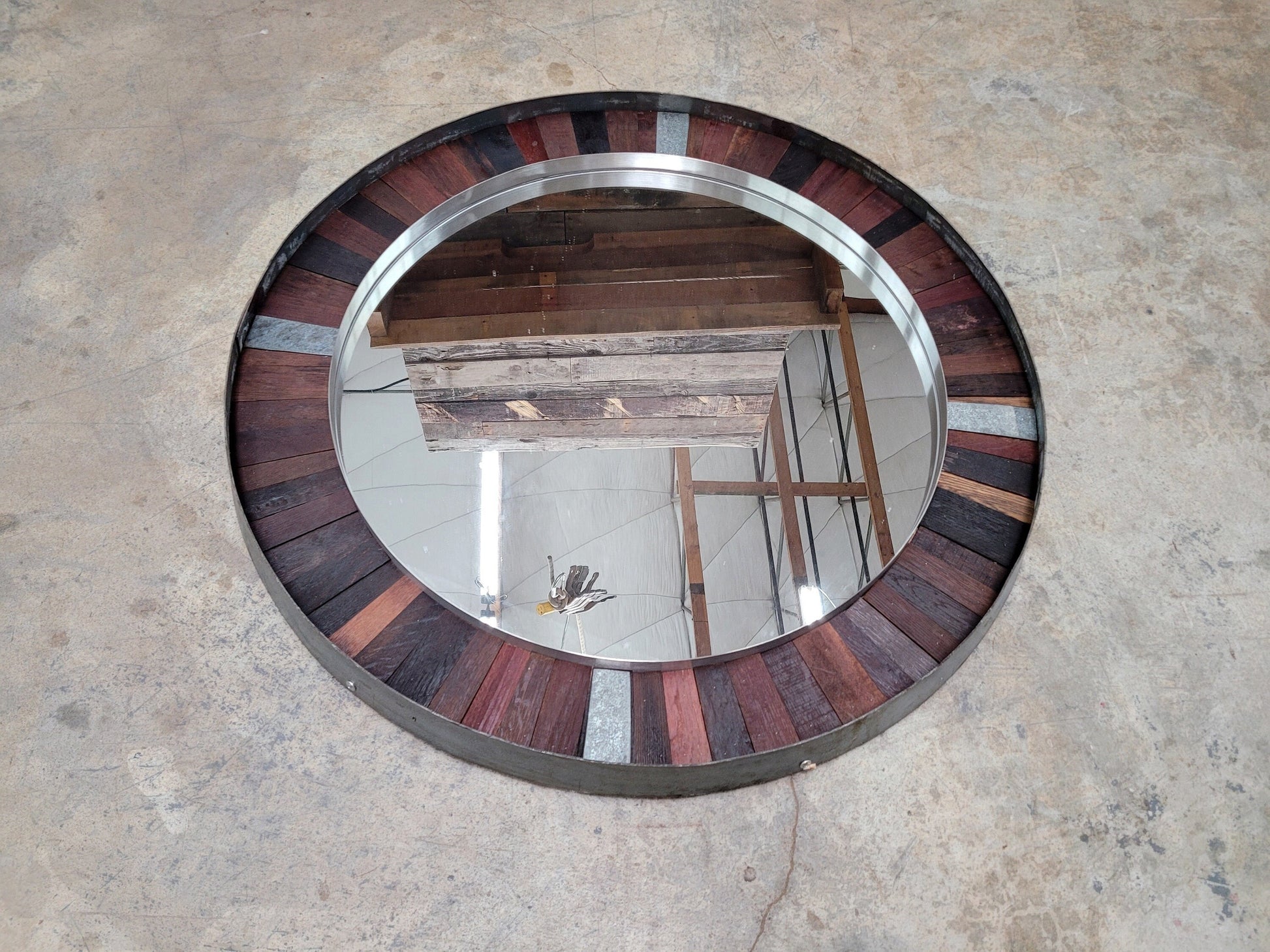 Wine Barrel Mirror - Zapis - Round Mirror made from retired Napa wine barrels 100% Recycled!