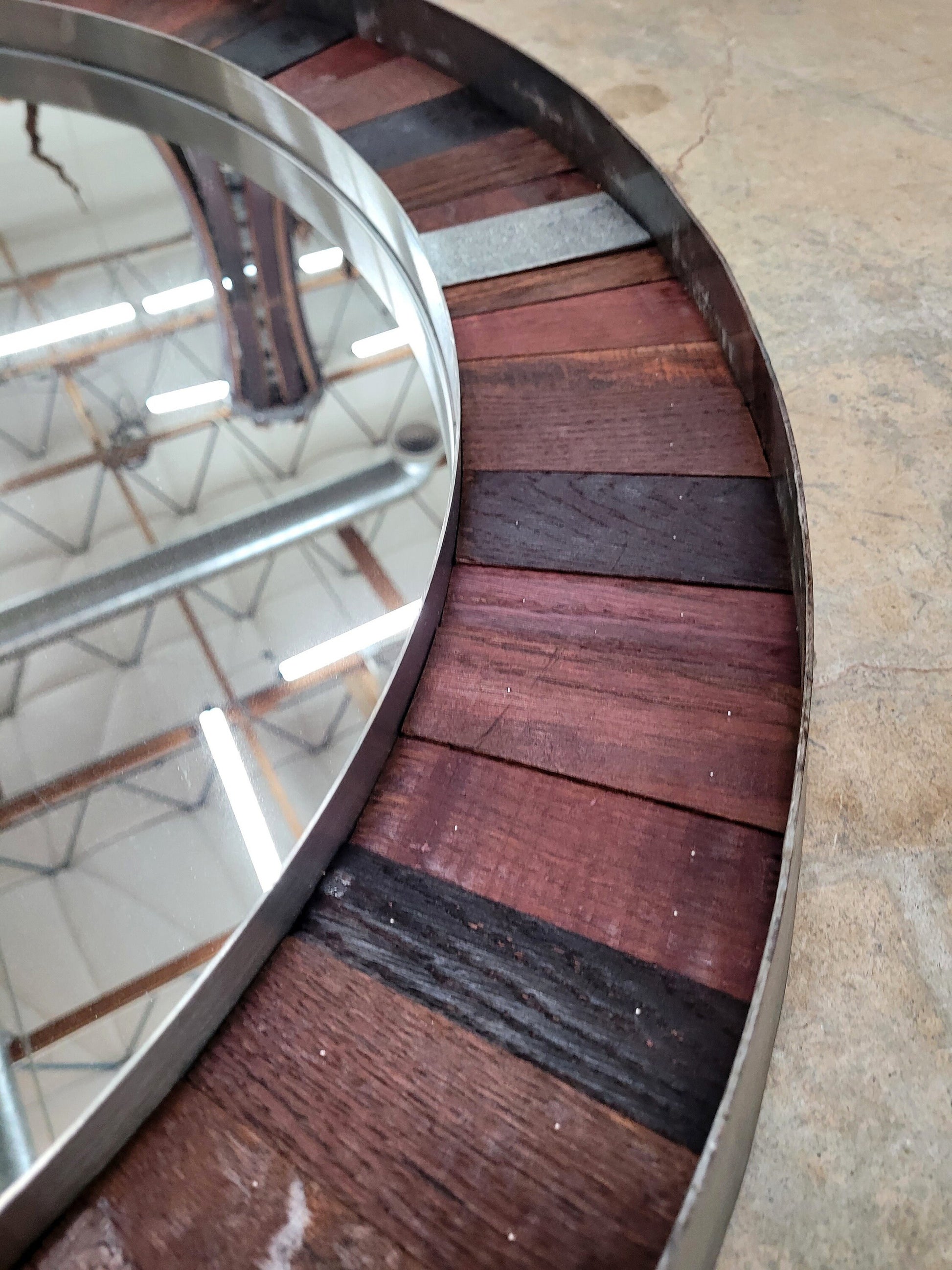 Wine Barrel Mirror - Zapis - Round Mirror made from retired Napa wine barrels 100% Recycled!