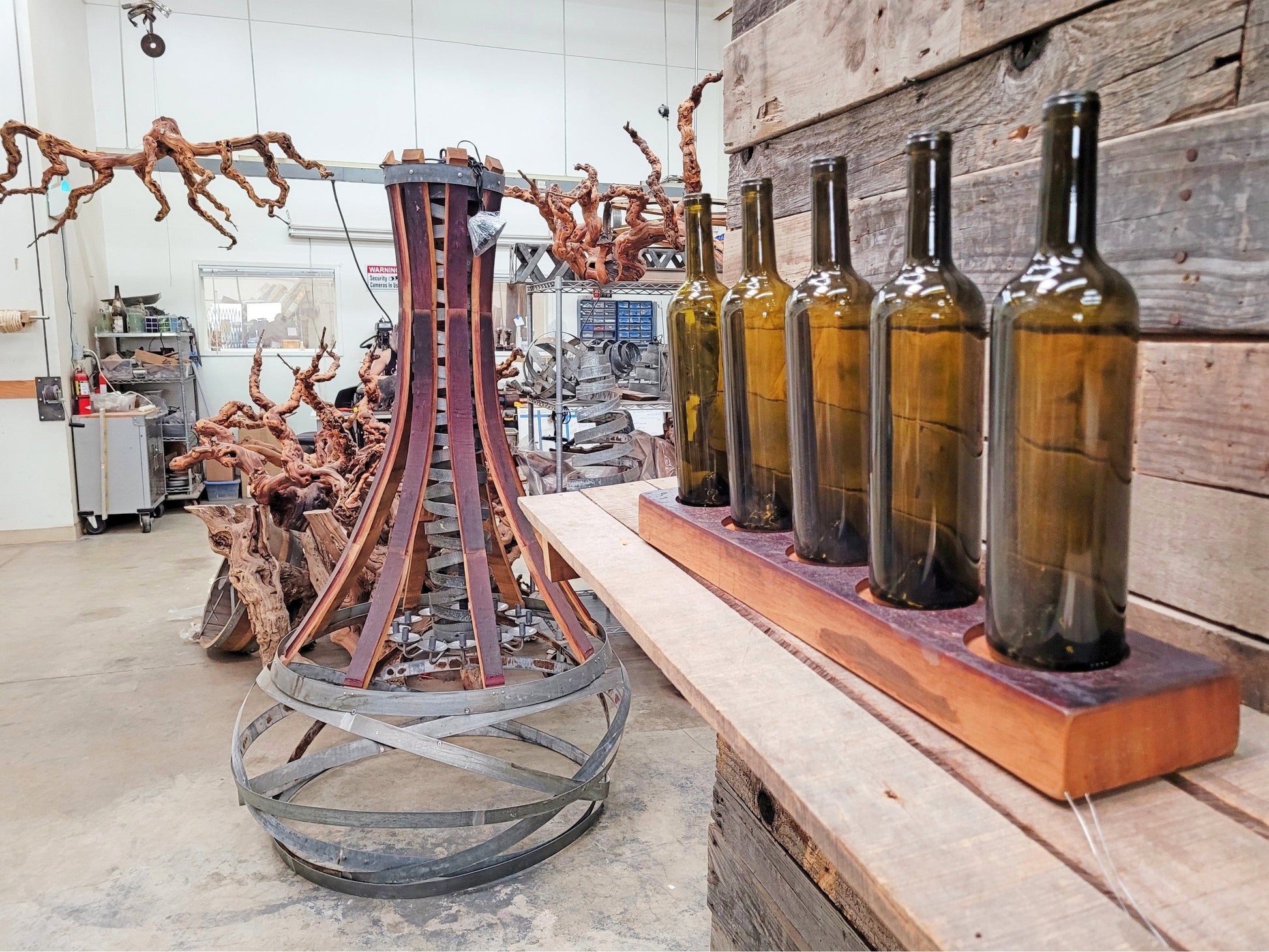 SALE Charles Krug Wine Barrel 5 Bottle Holder - Made from retired California - 100% Recycled and Ready to Ship! 092822-8