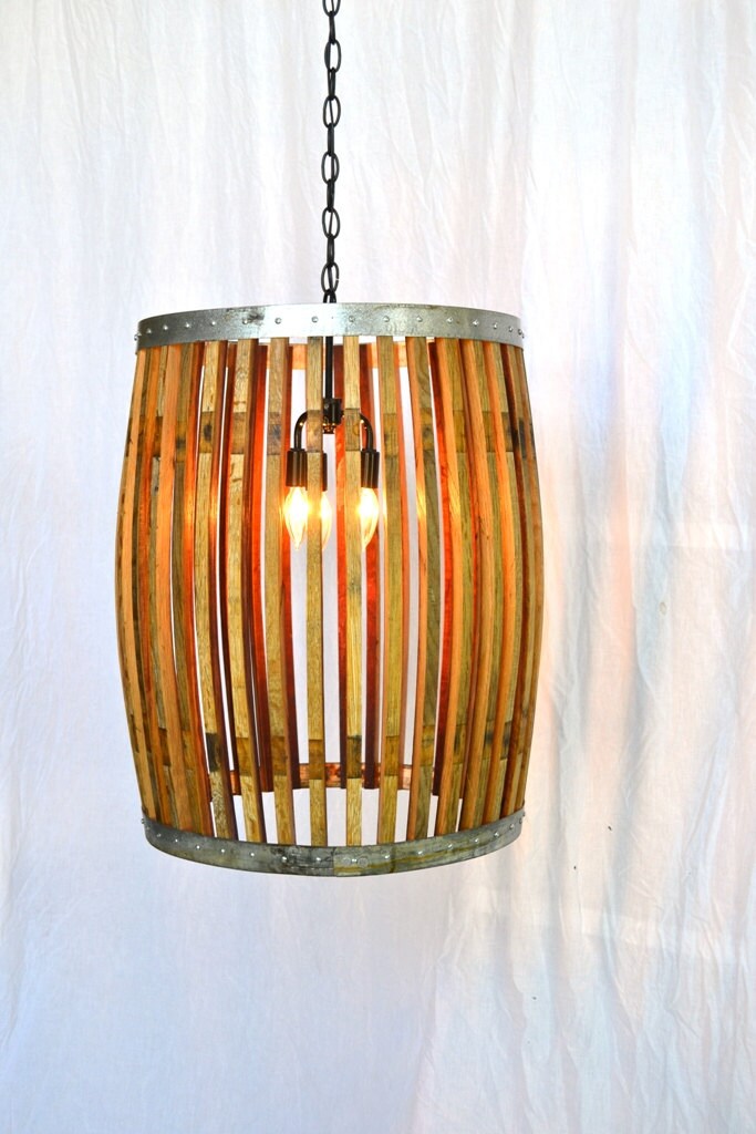 Wine Barrel Chandelier Convex Light - Yukimi - Made from retired California wine barrels. 100% Recycled!