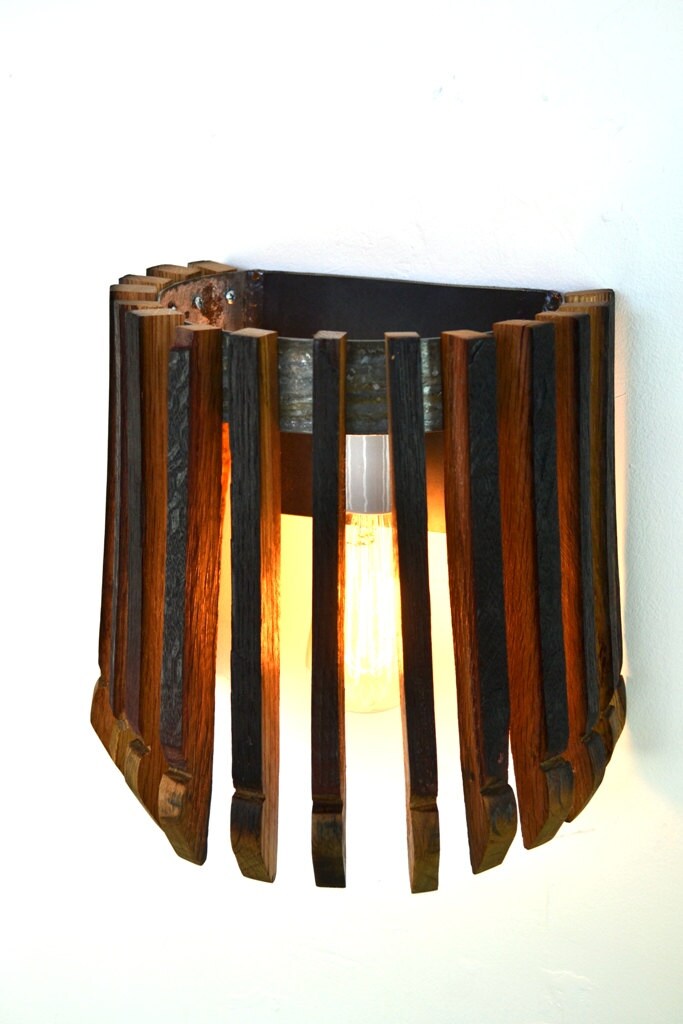 Wine Barrel Wall Sconce - Danzo - Made from retired California wine barrels and rings. 100% Recycled!