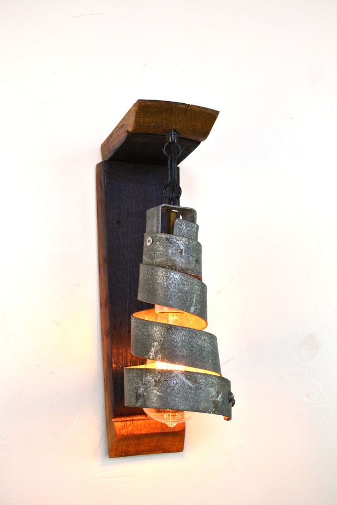 Wine Barrel Wall Sconce - Petite - Made from retired Napa wine barrels. 100% Recycled!