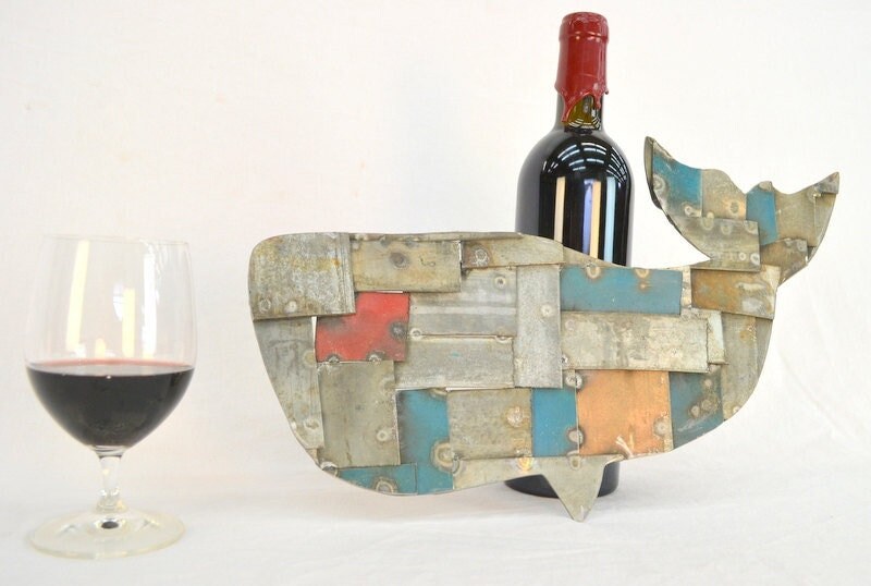 Barrel Ring Mosaic Wall Art - Whale of a Tale - Made from retired California wine barrel rings. 100% Recycled!