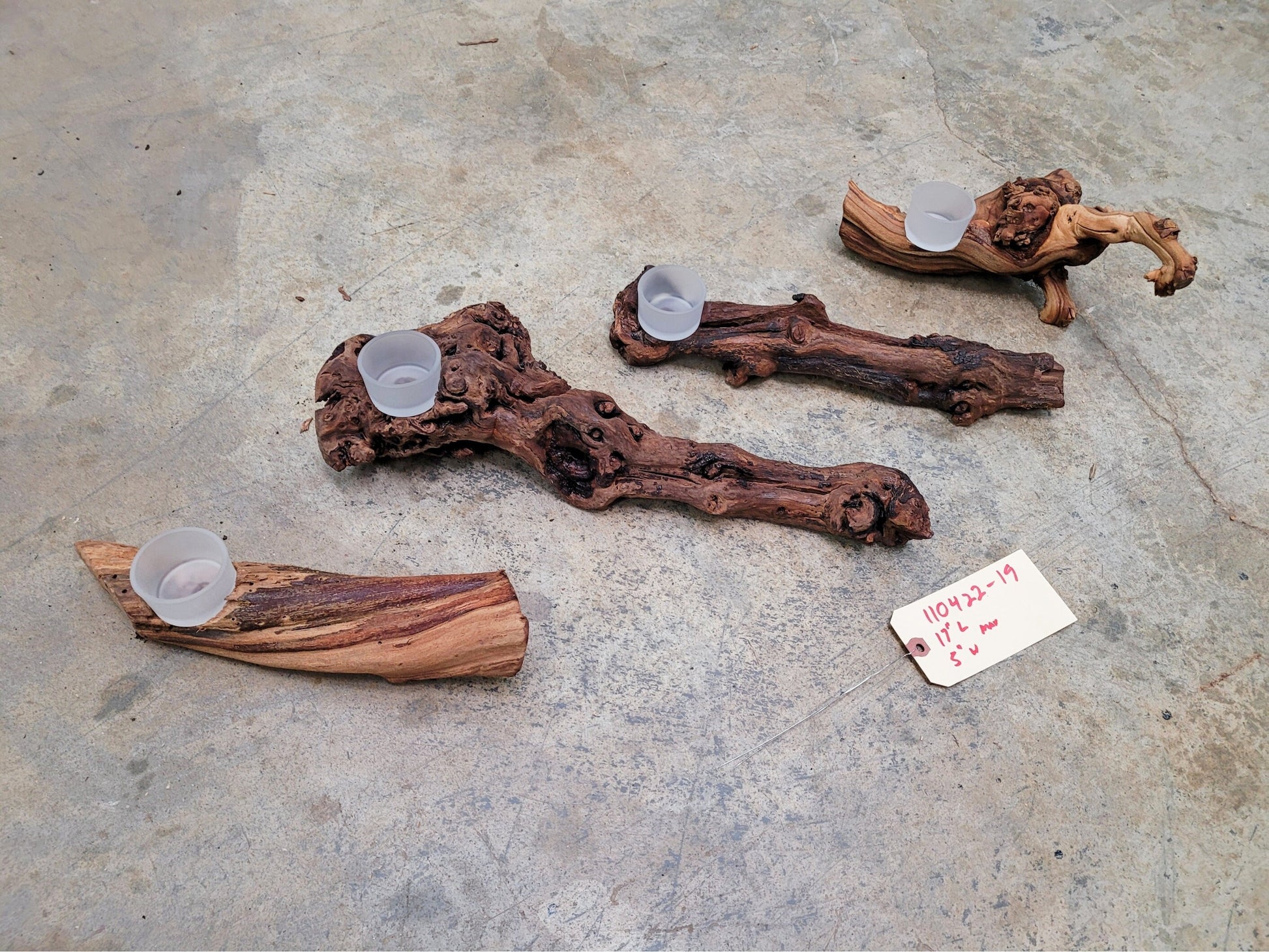 Set of 4 Candle Holders Made from retired Napa grapevines - 100% Recycled! 110422-19