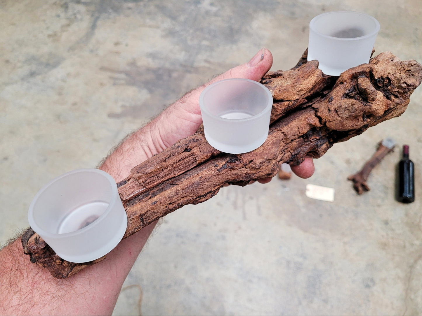 Set of 3 Candle Holders Made from retired Napa grapevines - 100% Recycled! 110422-21
