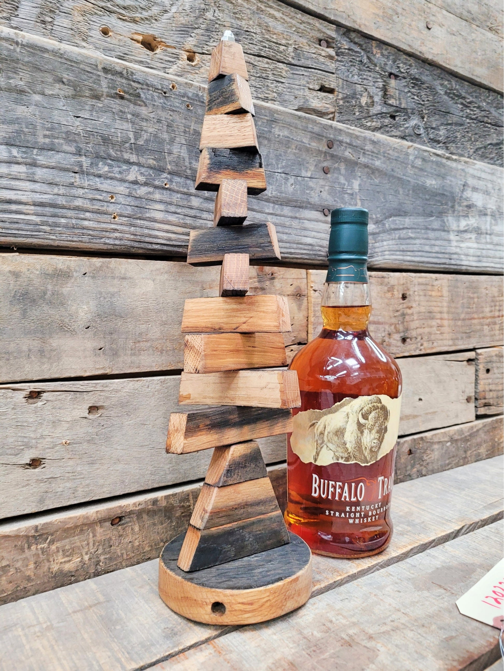 Whisky Barrel Christmas Holiday Tree made from retired Buffalo Trace barrels 100% Recycled + Ready to Ship!! 120222-7B